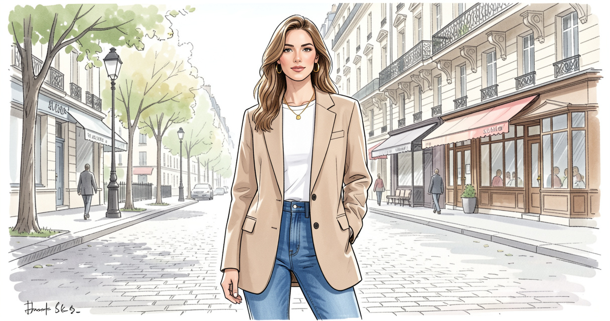 Femme en blazer oversize beige look minimal chic tendance mode 2026 garancedore.fr
