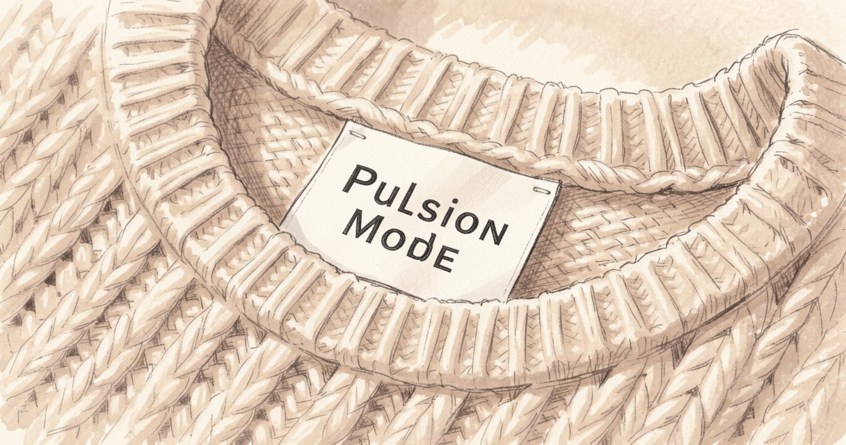 Étiquette de vêtement Pulsion Mode mettant en avant la qualité et la douceur du tissu