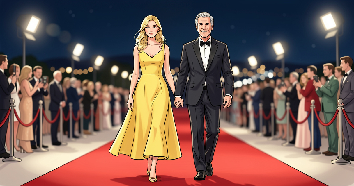 Hazel Moder en robe jaune au Festival de Cannes 2021 avec son père Danny Moder