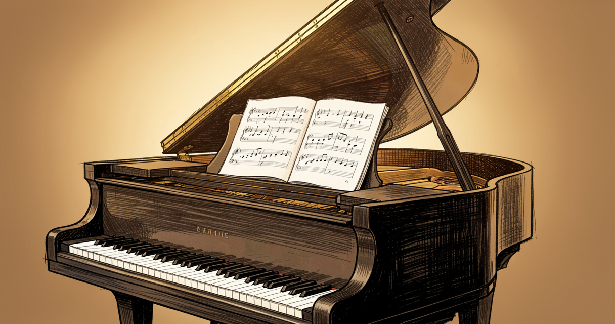 Piano avec partition de notes illustrant les modes musicaux en théorie