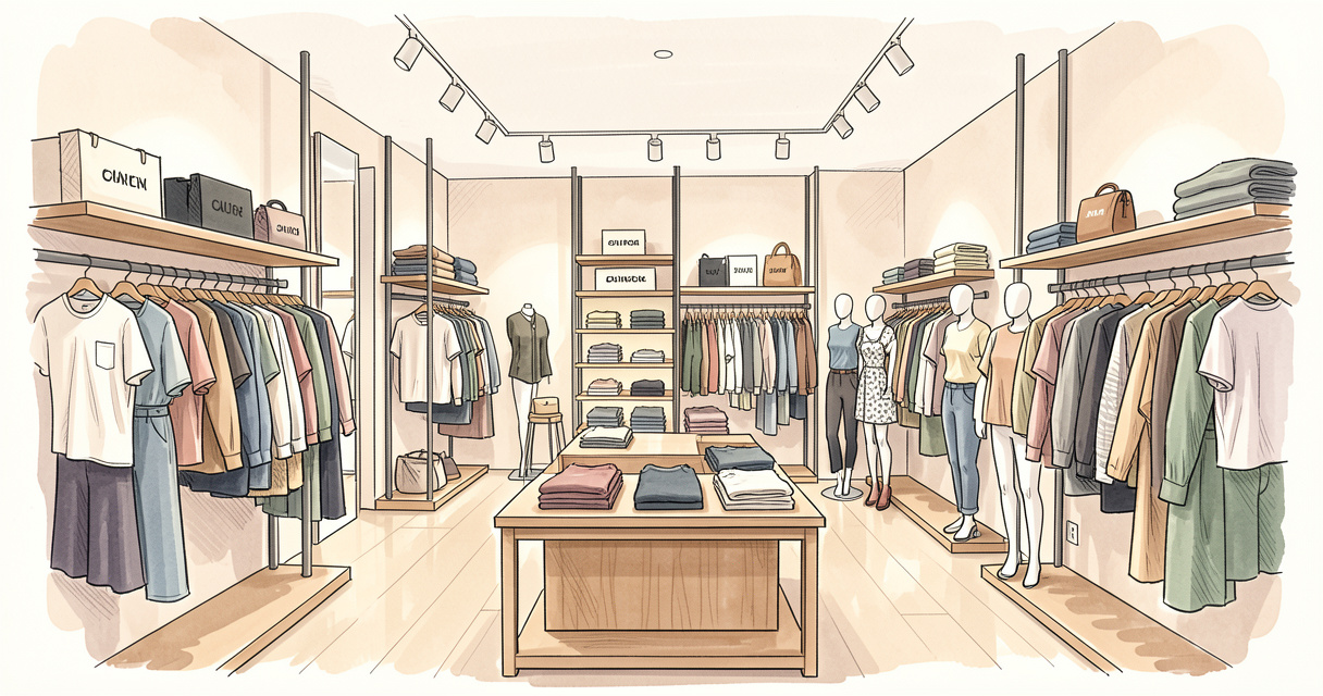 Intérieur de la boutique Mode T'adore à Marquise avec vêtements et mannequins