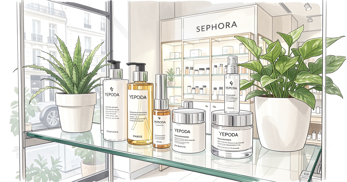 Rayon Sephora Paris présentant les produits Yepoda en photo professionnelle