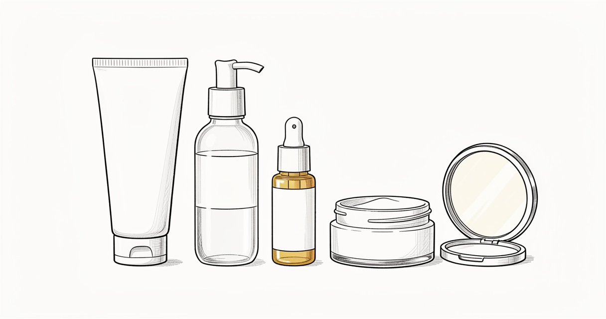 Routine de soins coréenne avec nettoyant, tonique et crème hydratante