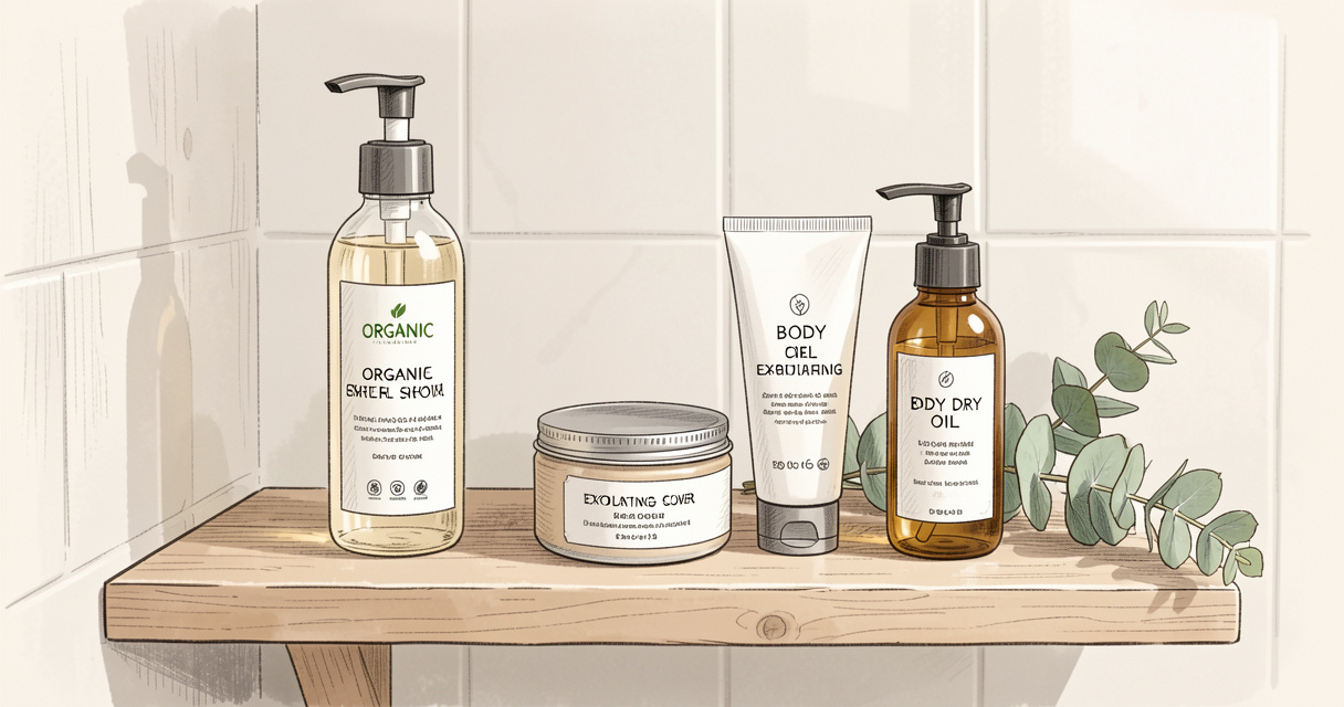 Routine soin du corps complète avec gel douche, gommage et crème hydratante