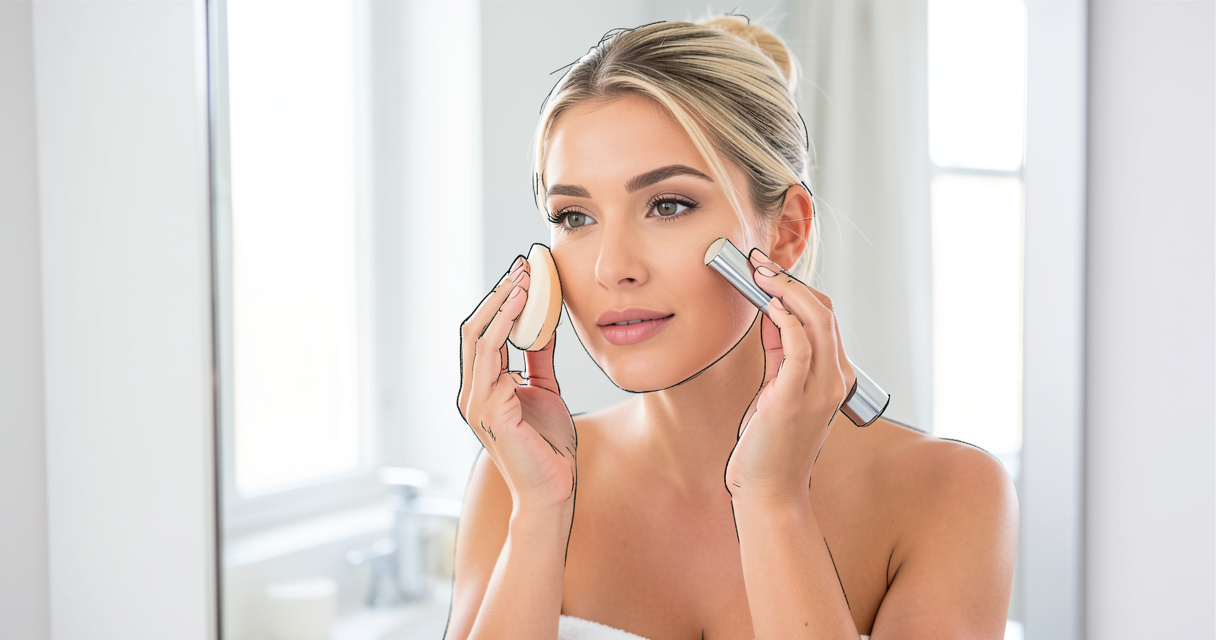 Routine teint : base de teint lumineuse et pinceau pour un fini uniforme