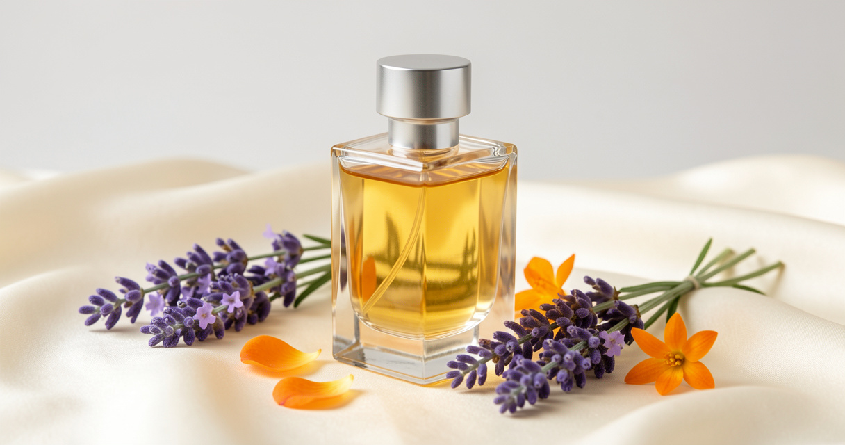 Parfum YSL femme floral sur soie crème avec lavande et fleur d'oranger