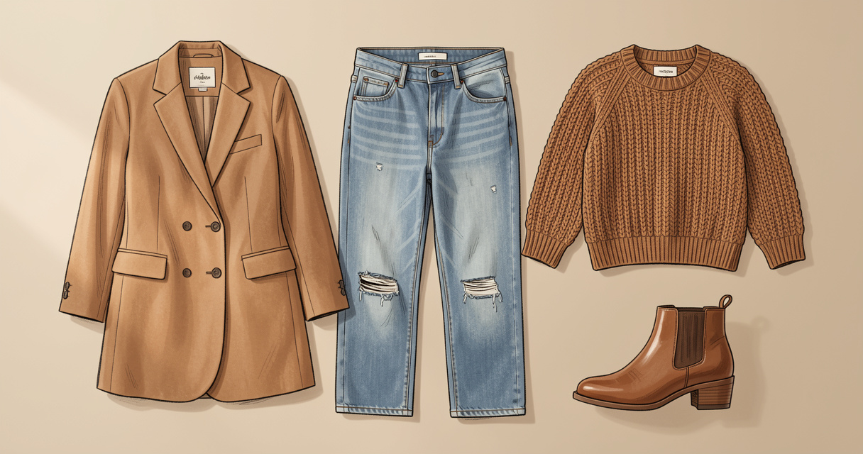 Idée outfit automne 2026 : pièces essentielles en flat lay